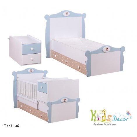 سرویس خواب نوزاد ( تخت و کمد کودک ) -مدل تدی  کد 6670 -  www.kidsdecor.ir