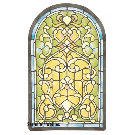  نقاشی دیواری پنجره با شیشه های رنگی-استین گلاس-13461 استیکر، برچسب قابل جابجایی