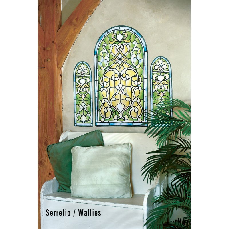  نقاشی دیواری پنجره با شیشه های رنگی-استین گلاس-13461 استیکر، برچسب قابل جابجایی