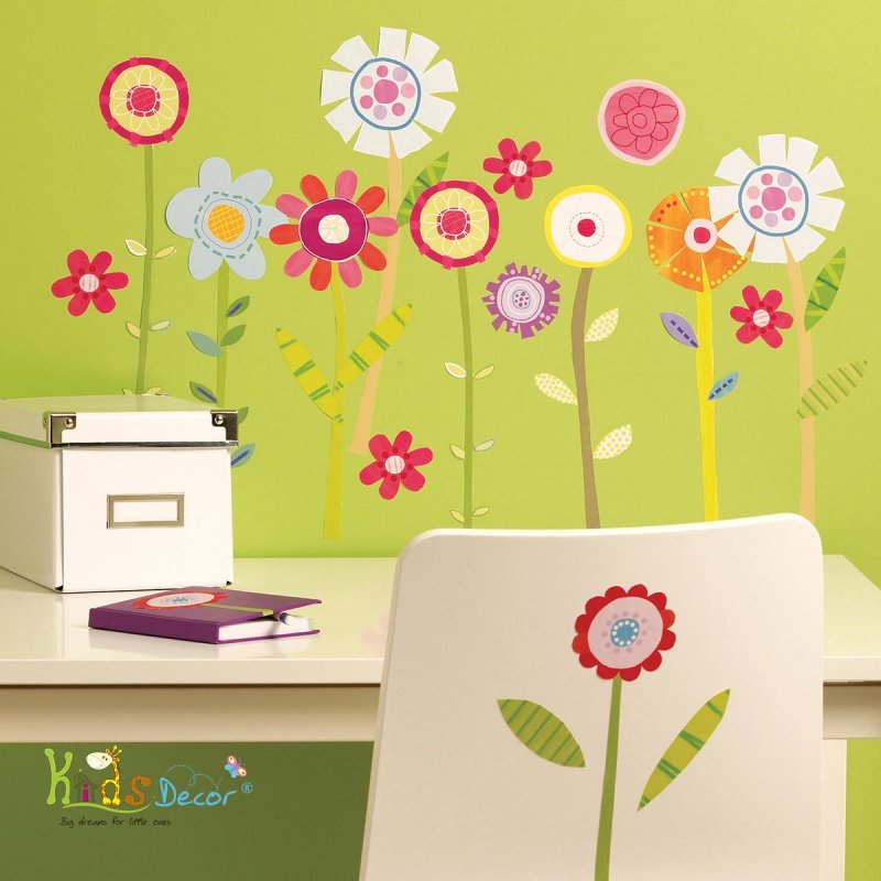 استیکر اتاق کودک و برچسب دیواری گلهای باغ سبز / 13353