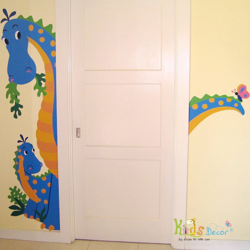 استیکر اتاق کودک و برچسب دیواری مخصوص کنار درب دایناسور / 10197