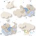 کاغذ دیواری اتاق کودک ایتالیایی طرح سه بعدی خرس خوابالو و ابر و پرنده ، رنگ آبی ( بی بی لندیا ) / 5403
