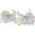 حاشیه ( بوردر ) کاغذ دیواری اتاق کودک ایتالیایی طرح سه بعدی خرس خوابالو و ابر و پرنده ، رنگ آبی ( بی بی لندیا ) / 5493