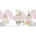 حاشیه ( بوردر ) کاغذ دیواری اتاق کودک ایتالیایی طرح خرگوش ، رنگ صورتی ( بی بی لندیا ) / 5494