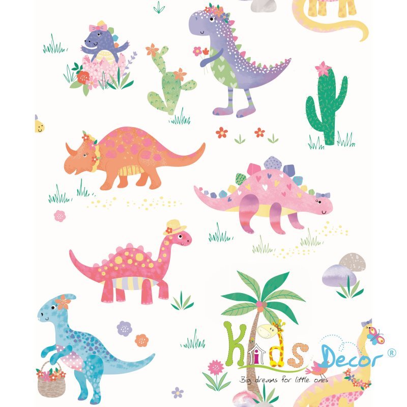 کاغذ دیواری طرح دار اتاق کودک و نوزاد طرح پارک ژوراسیک-دایناسورها ، رنگی ( آلبوم چارلی ) / 68312