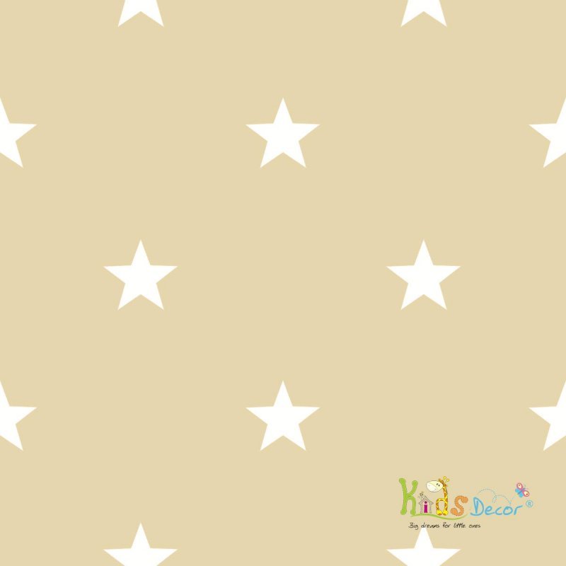 کاغذ دیواری طرح ستاره رنگ کرم با ستاره های سفید (فاولا) / 3240 کاغذ دیواری اتاق کودک
