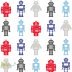 کاغذ دیواری طرح ربات ها رنگ طوسی ، قرمز ، آبی (هوپلا) / DL 30722
