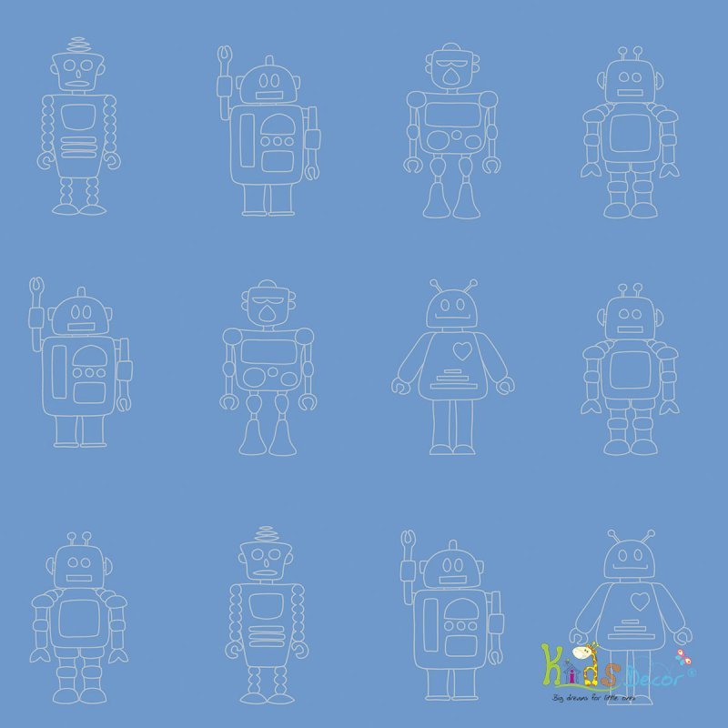 کاغذ دیواری طرح ربات ها رنگ آبی (هوپلا) / DL 30726