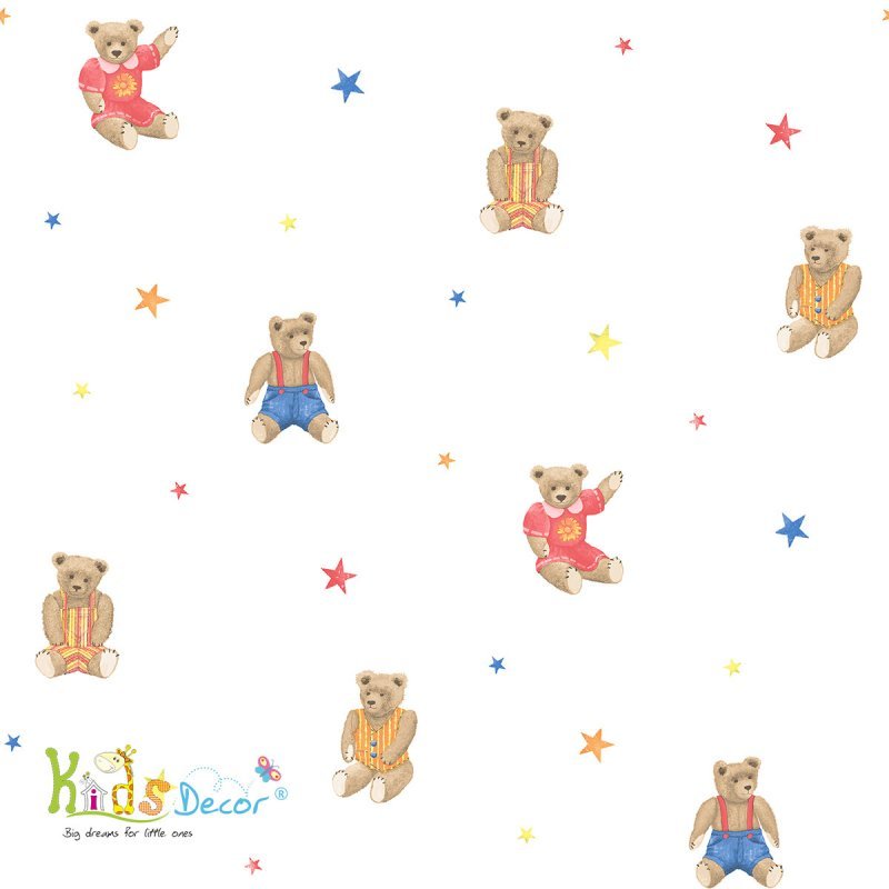 کاغذ دیواری  خرسی طرح خرس و ستاره (تاینی تاتز) / G45158