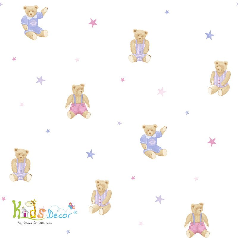کاغذ دیواری طرح خرس و ستاره  (تاینی تاتز) / G45160 کاغذ دیواری اتاق کودک
