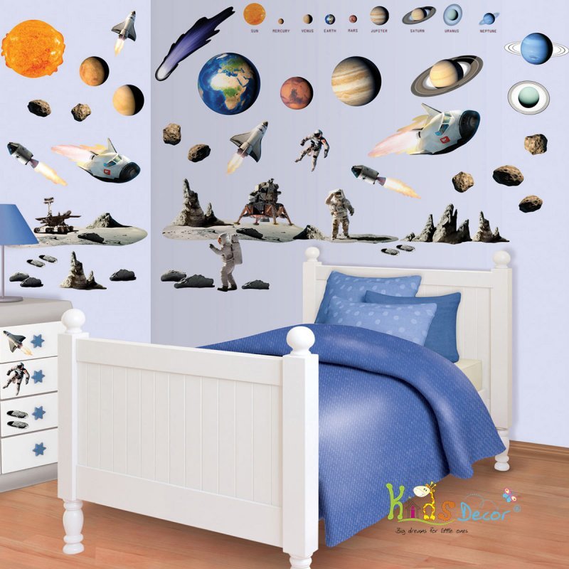 استیکر اتاق کودک و برچسب دیواری فضا و کهکشان / 41127 