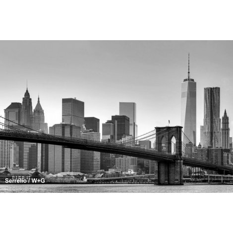 پوستر دیواری ( کاغذ دیواری سه بعدی )1 تکه سیاه و سفید برج های نیویورک و پل بروکلین  / 622 