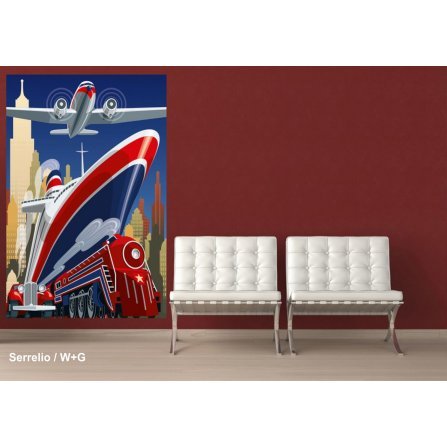 پوستر دیواری ( کاغذ دیواری سه بعدی )1 تکه کشتی ، قطار ، هواپیما / 634 